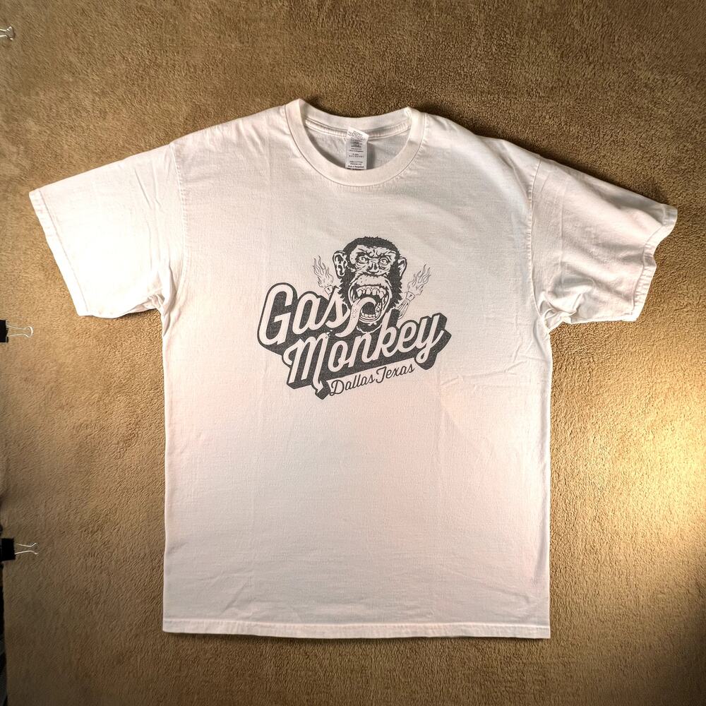 Gas Monkey Dallas Texas, Garage Essential S/S T-Shirt, Color:White, Size: 2XL